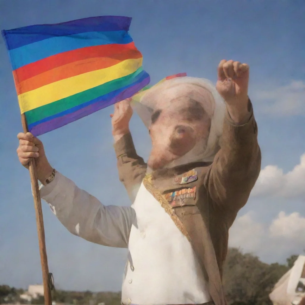 aiamazing francisco franco bahamonde raising an lgbtq flag awesome portrait 2