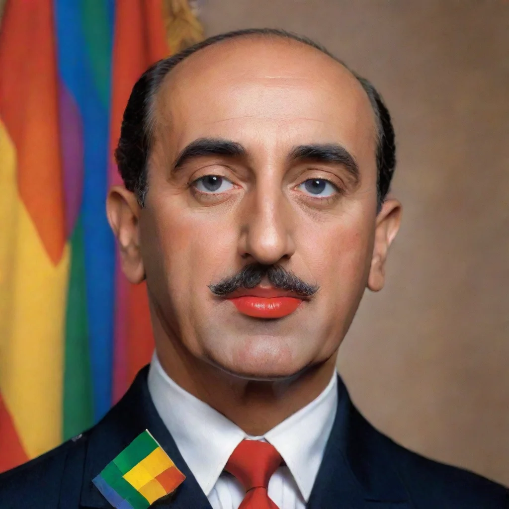 aiamazing francisco franco bahamonde with lipstick and an lgbt flag in the background awesome portrait 2