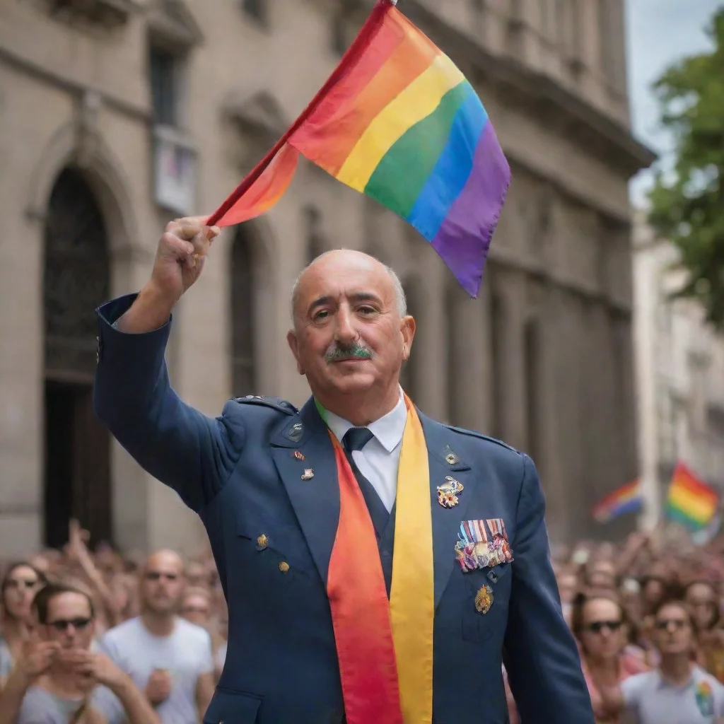 aiamazing francisco franco raising the lgbtq flag at a pride march awesome portrait 2