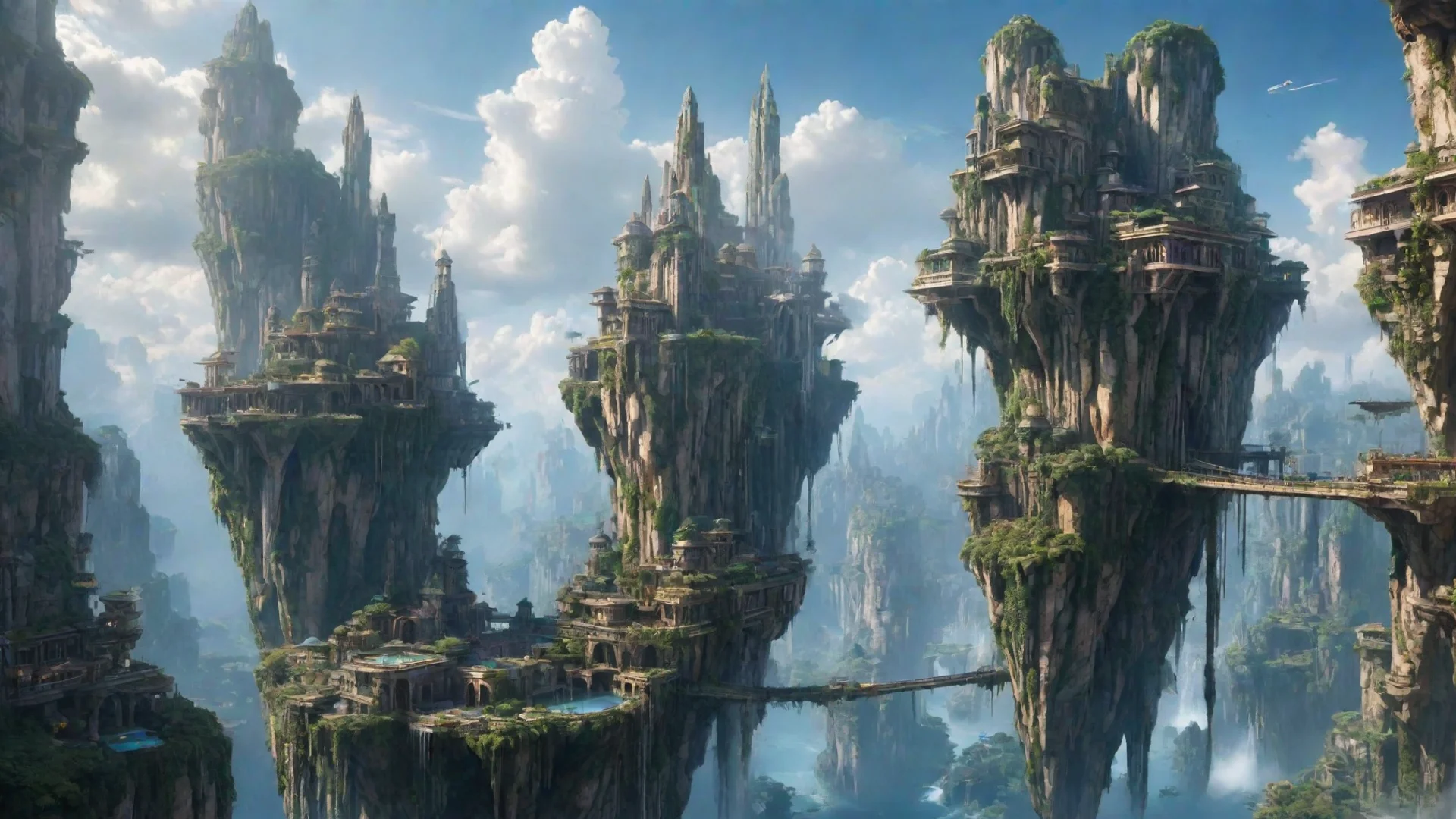 aiamazing futuristic city amazing unreal architecture in sky epic floating city on floating cliffs with waterfalls down beautiful sky hanging gardens hd aesthetic awesome portrait 2 wide