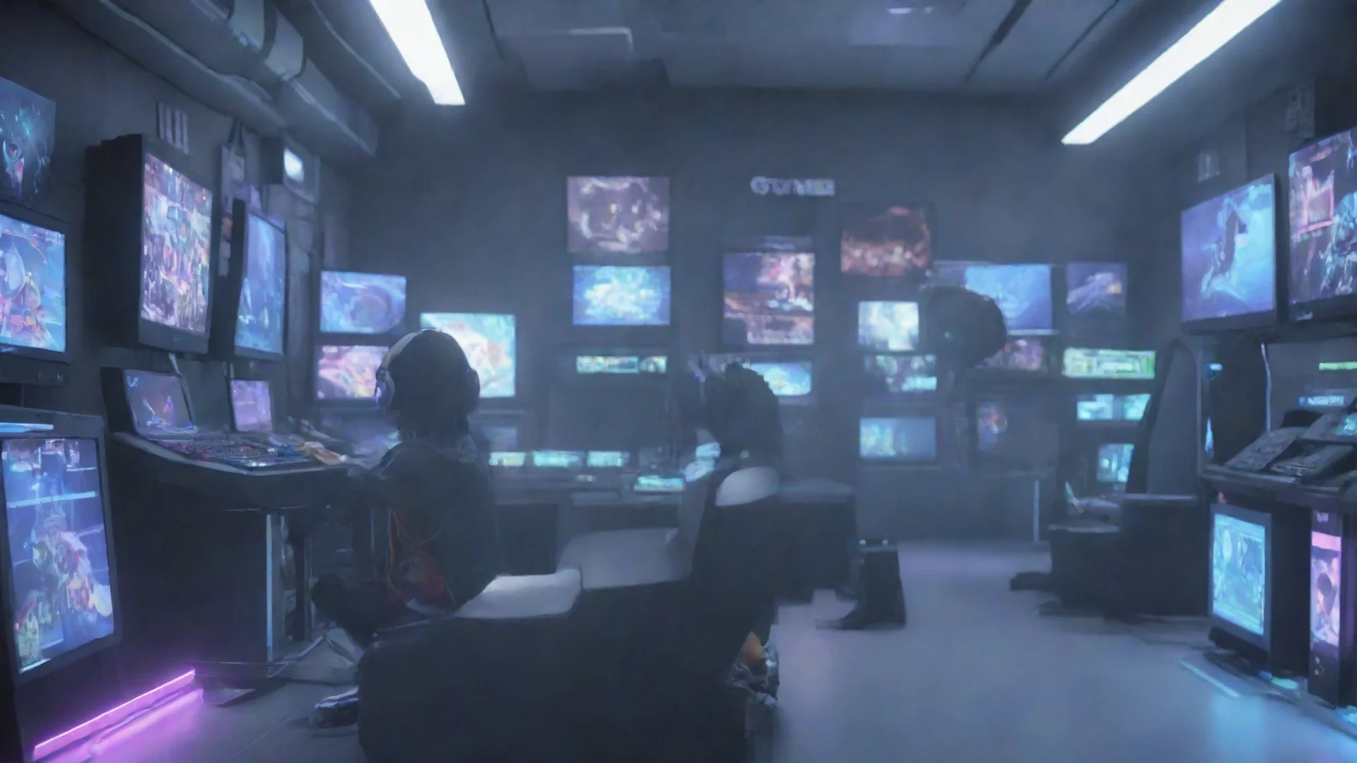 aiamazing gamer boy anime cartoon in a futuristic room awesome portrait 2 hdwidescreen