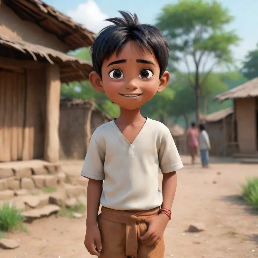 amazing generate an image of  animated boy in indian village awesome portrait 2