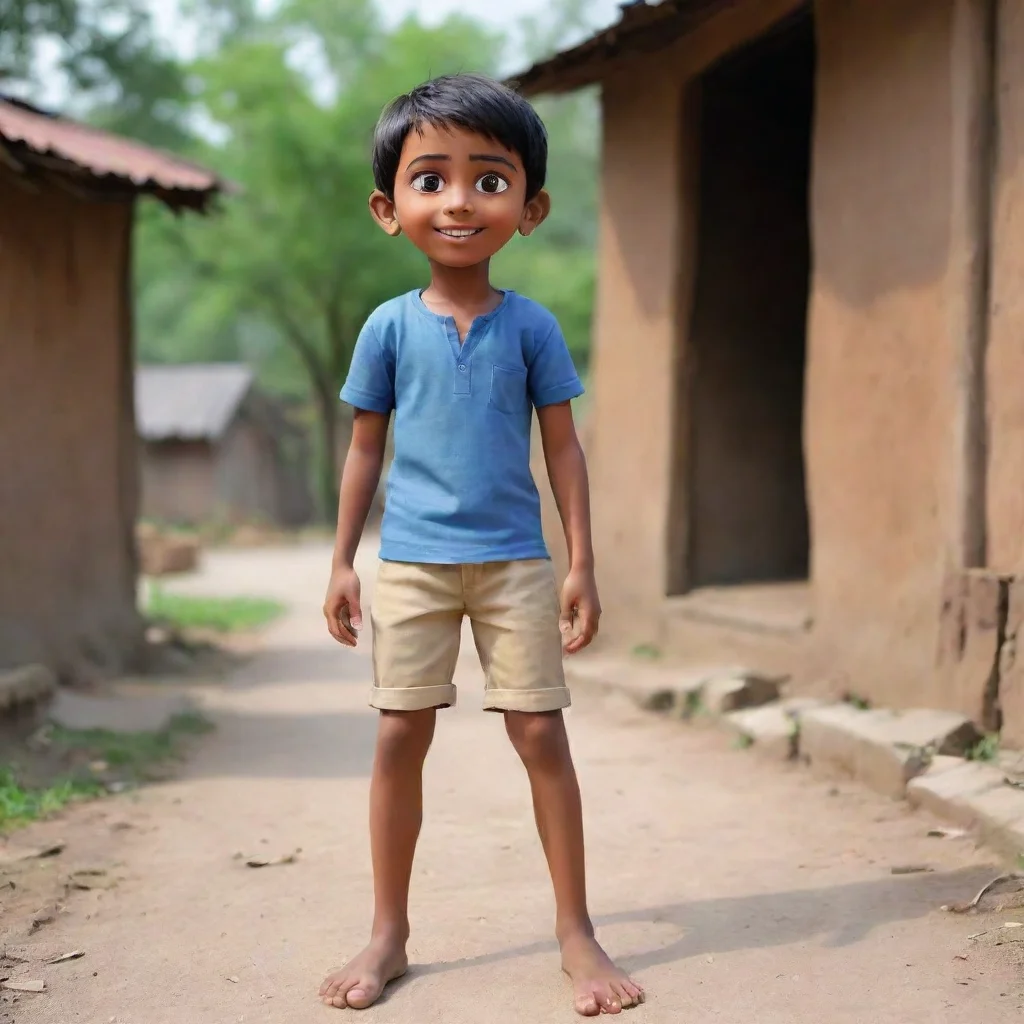 amazing generate an image of  animated boy in indian village full immage from face to legs awesome portrait 2
