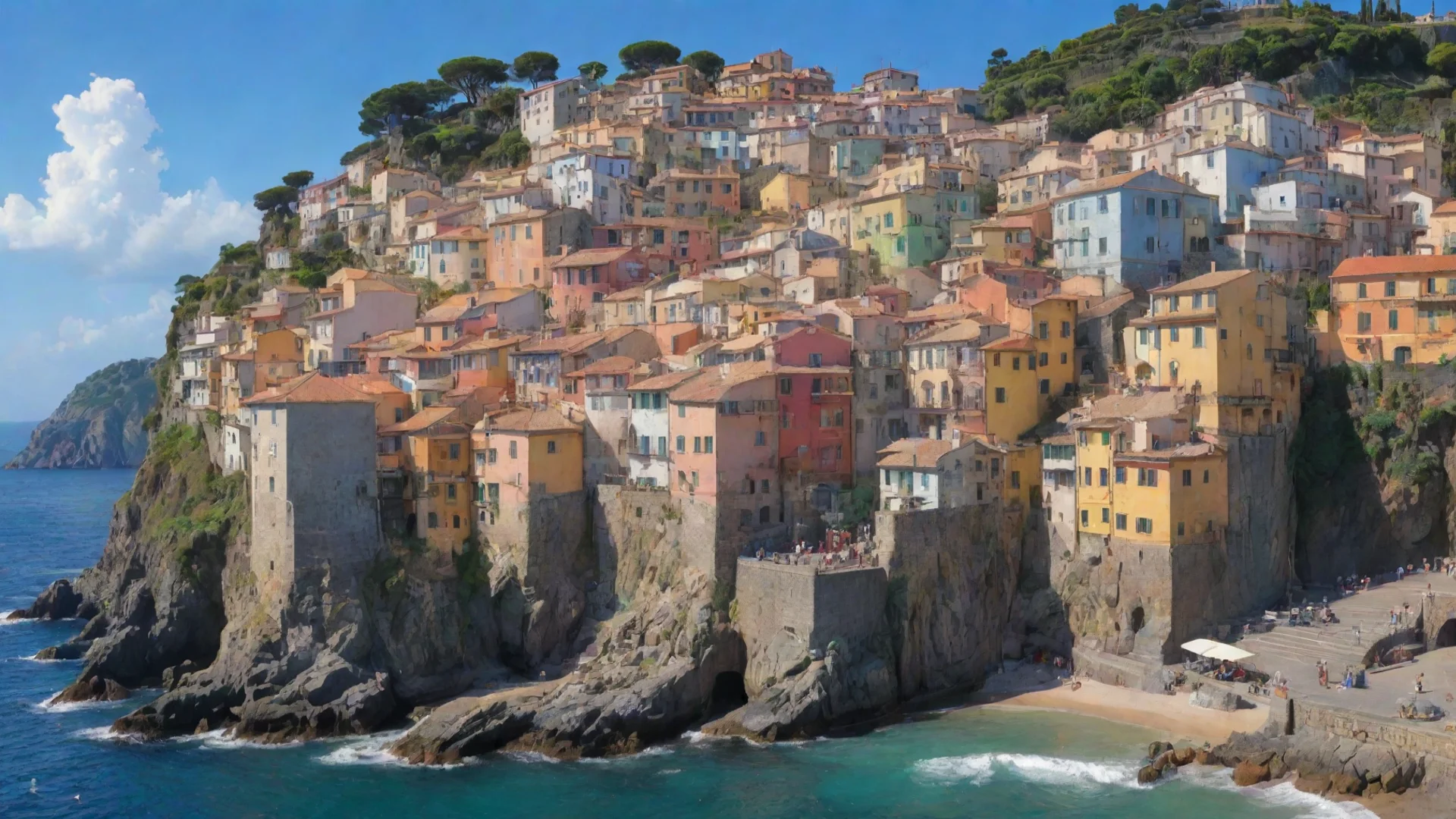 amazing ghibli portuguese coastal town hd aesthetic best quality with strong vibrant colors awesome portrait 2 wide
