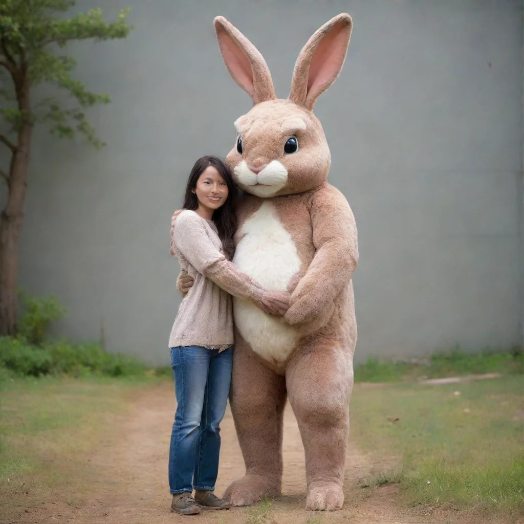 amazing giant anthro rabbit holding a person awesome portrait 2