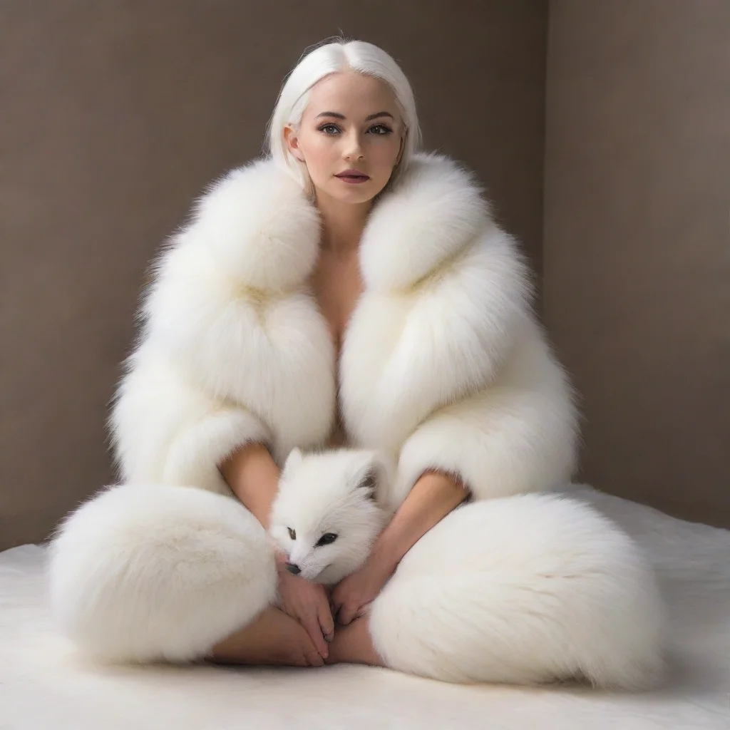 aiamazing giant white arctic fox sitting with a human covered in arcticfox fur awesome portrait 2