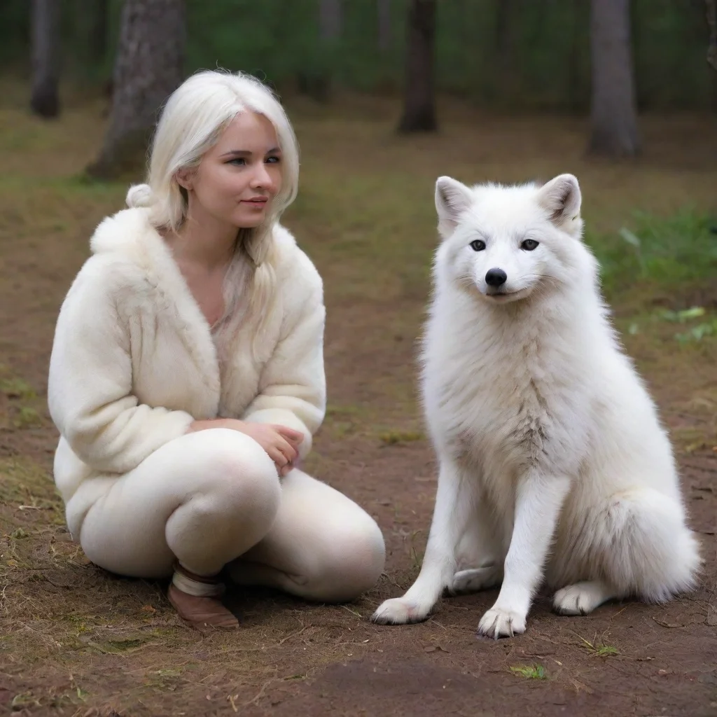 aiamazing giant white arctic fox sitting with a human turned part arctic fox awesome portrait 2