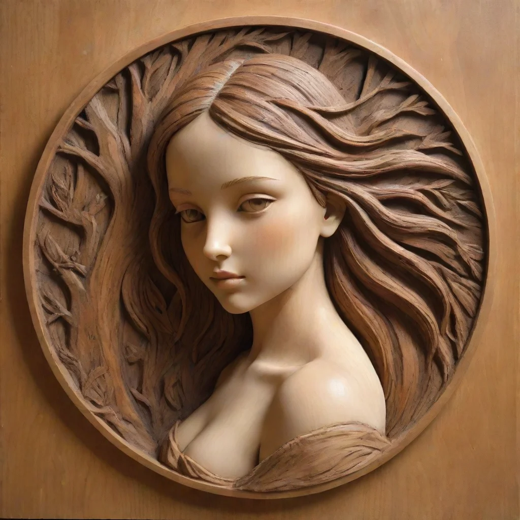 amazing girl wood bas relief awesome portrait 2
