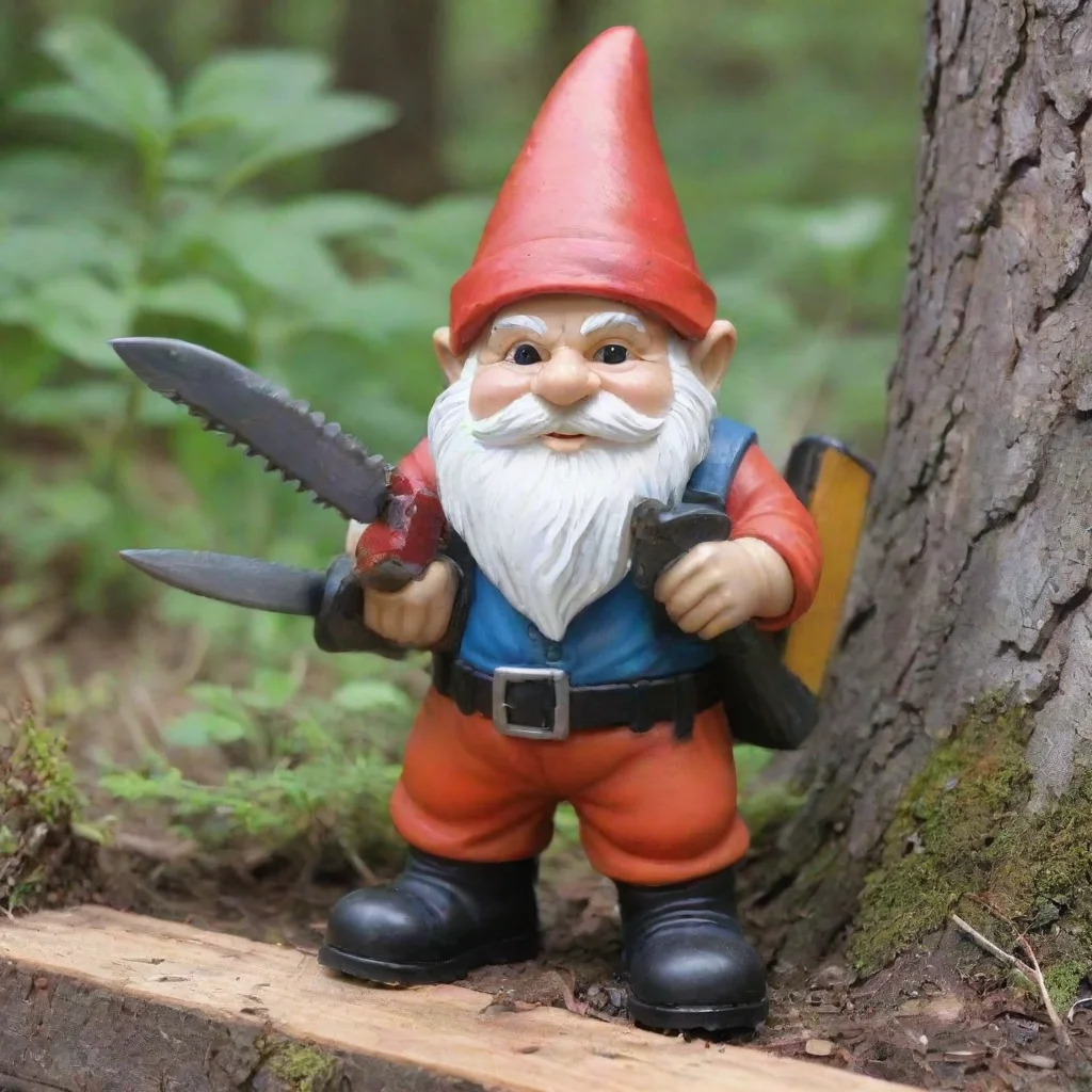 amazing gnome with chainsaw awesome portrait 2