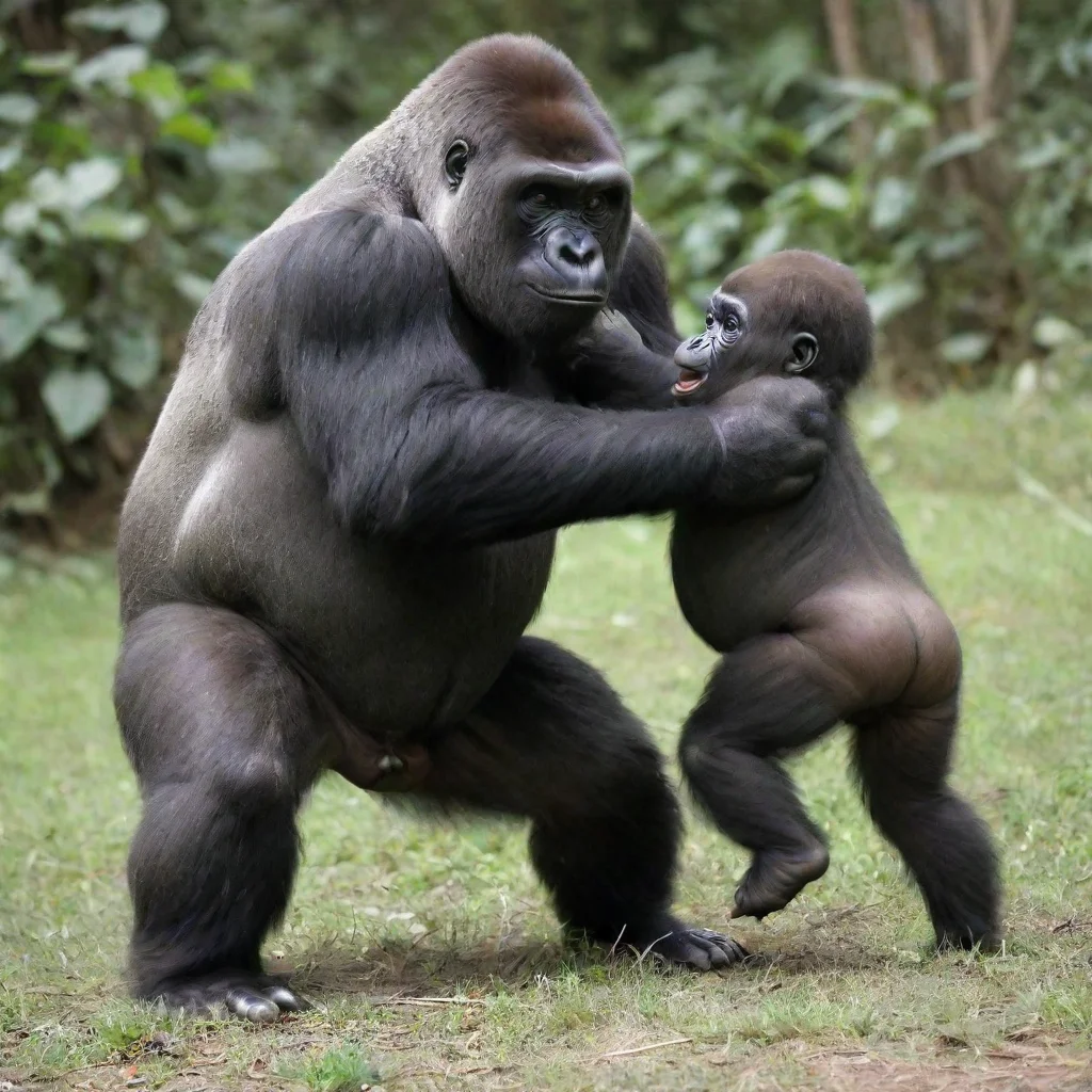 amazing gorilla slaming a baby awesome portrait 2
