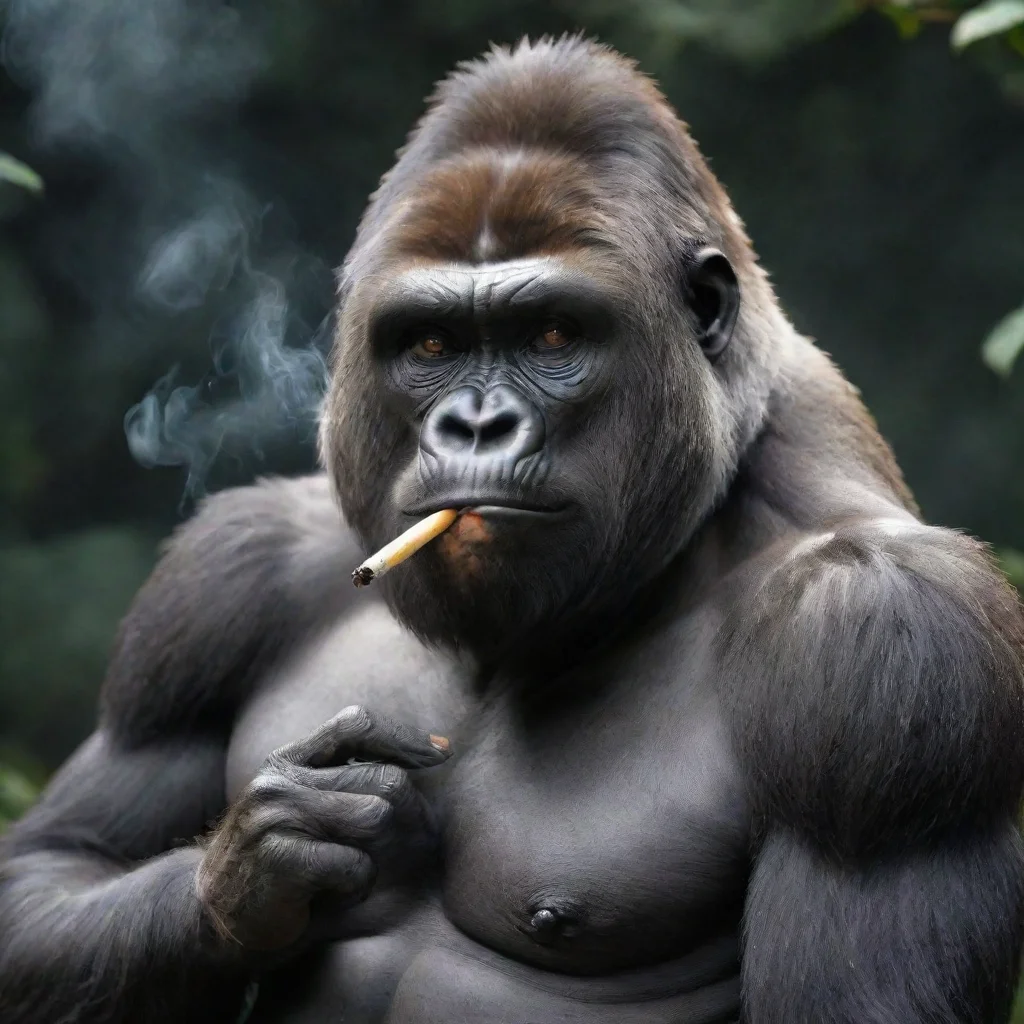 aiamazing gorilla smoking a cigarette realistic awesome portrait 2
