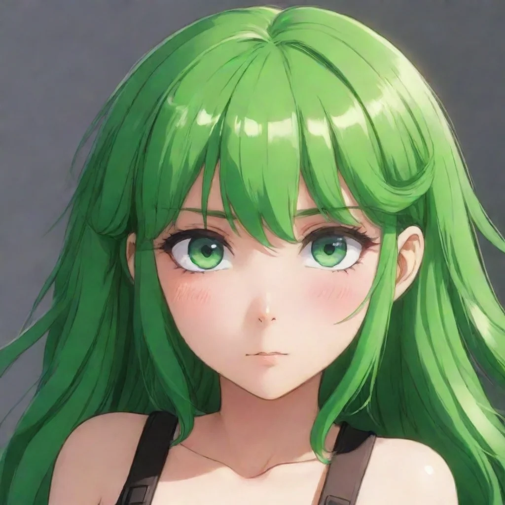 amazing green haired girl anime awesome portrait 2