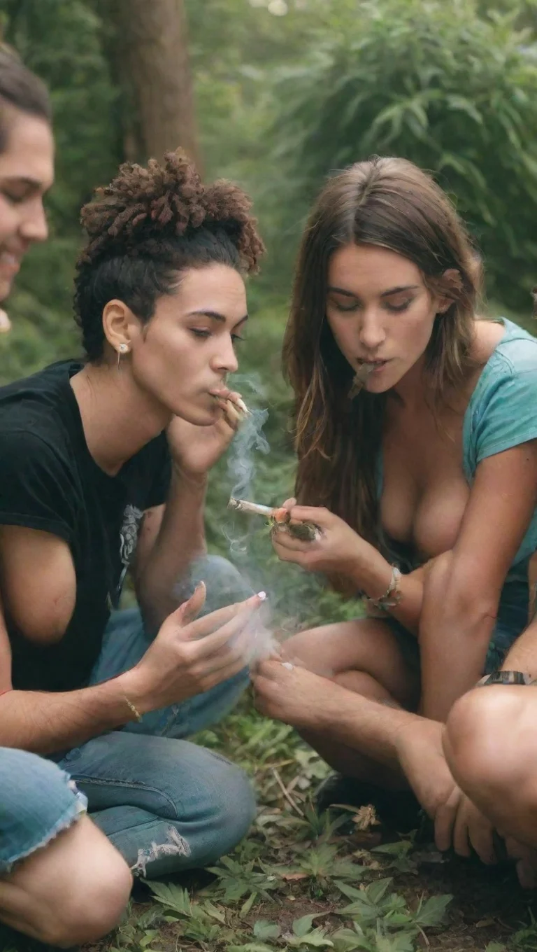 aiamazing group of friends smoking weed 8k awesome portrait 2 tall