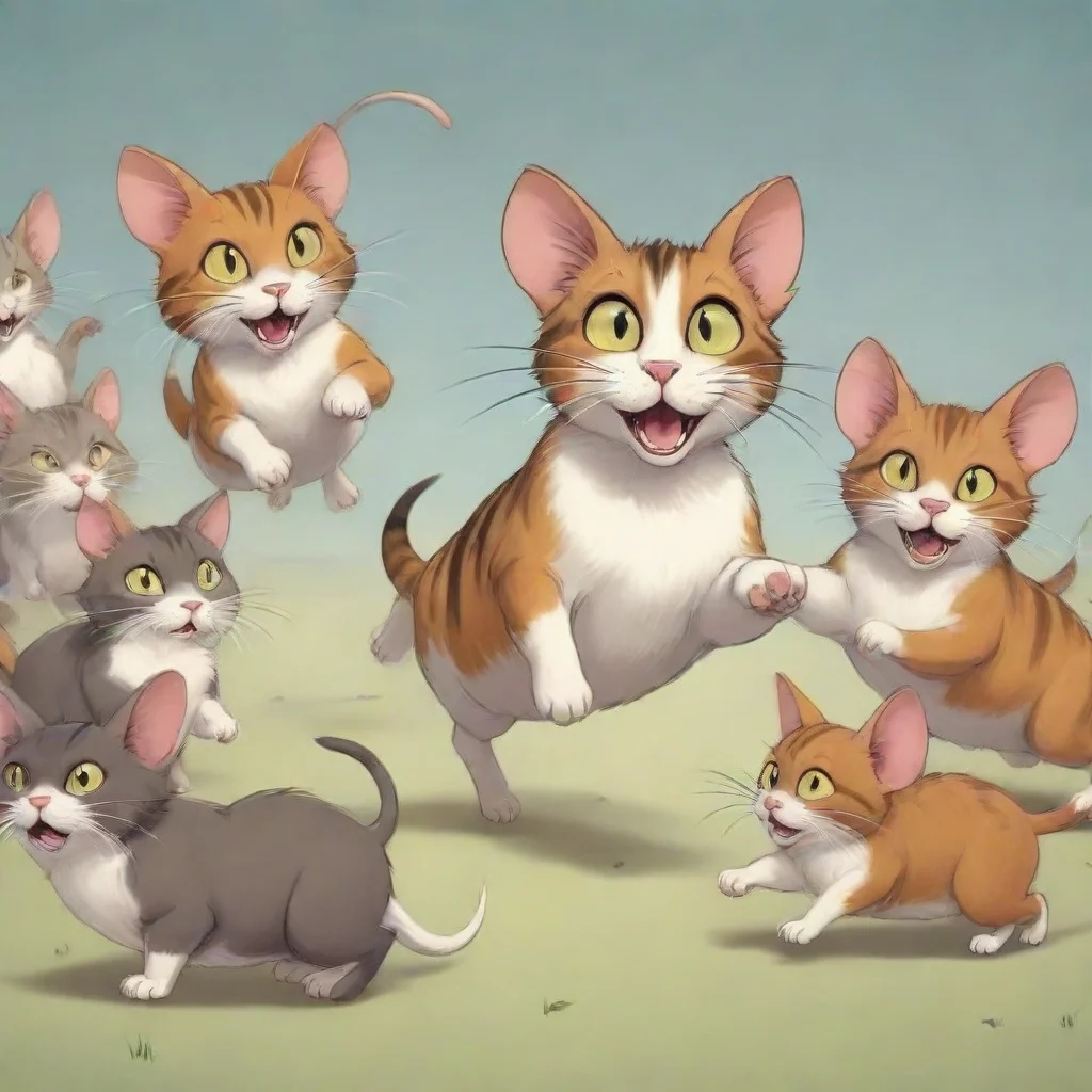 aiamazing herd of cats being chased by a mouse in a cartoon style awesome portrait 2