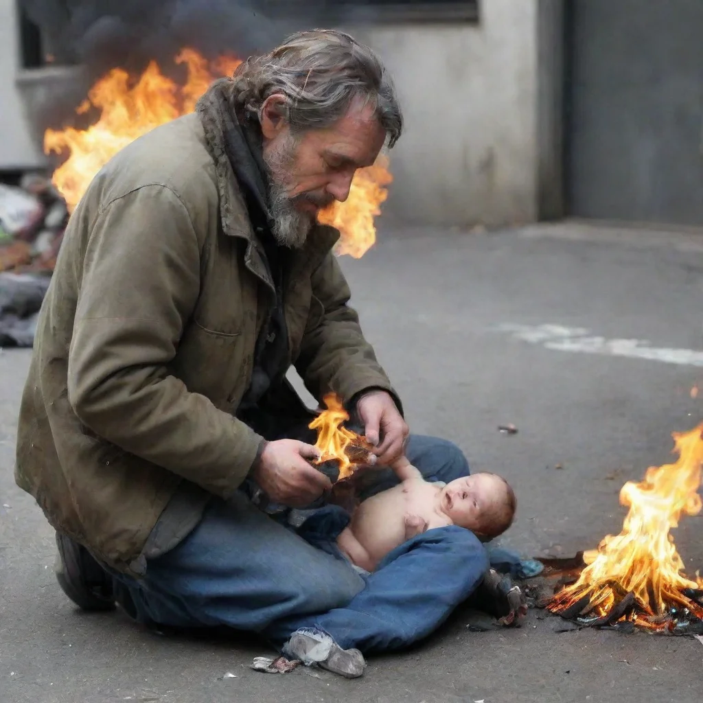 aiamazing homeless man setting a baby on fire awesome portrait 2
