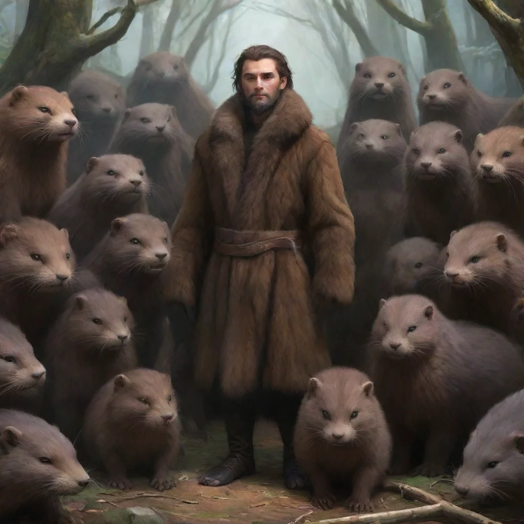 aiamazing human surrounded by giant mink anthros awesome portrait 2