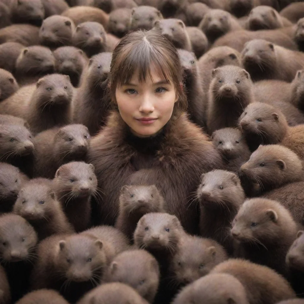 aiamazing human surrounded by minks awesome portrait 2