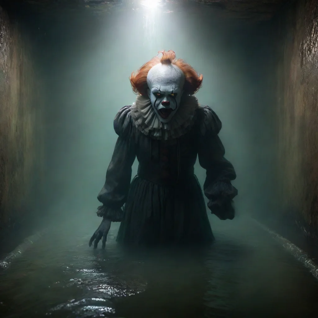 aiamazing hyper realistic portrait of ancient evil pennywise drowning and cthulhu in an epic ancient sewer cinematic lighting fog  awesome portrait 2