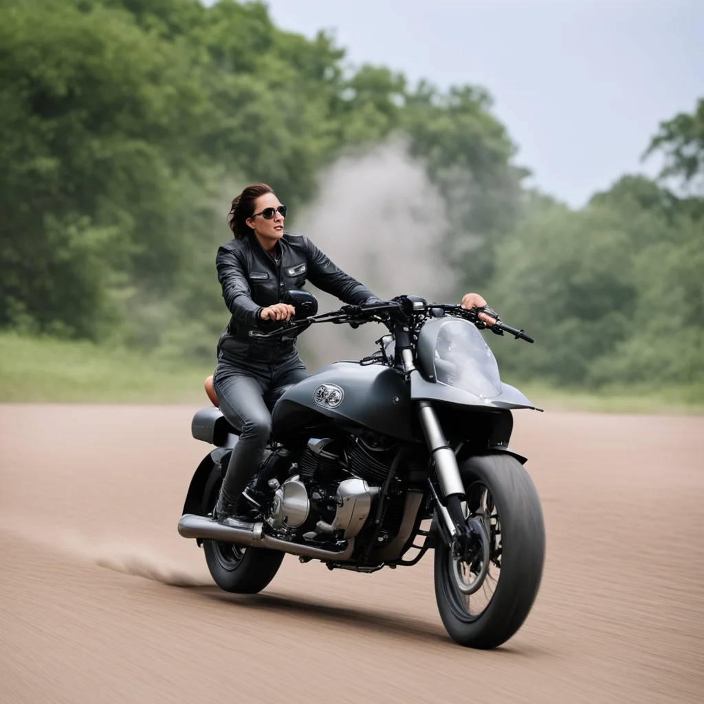aiamazing image of a biker on a gs 1250 motorcycle riding behind a woman on the ground with a baseball bat running after the motorcycle driver awesome portrait 2