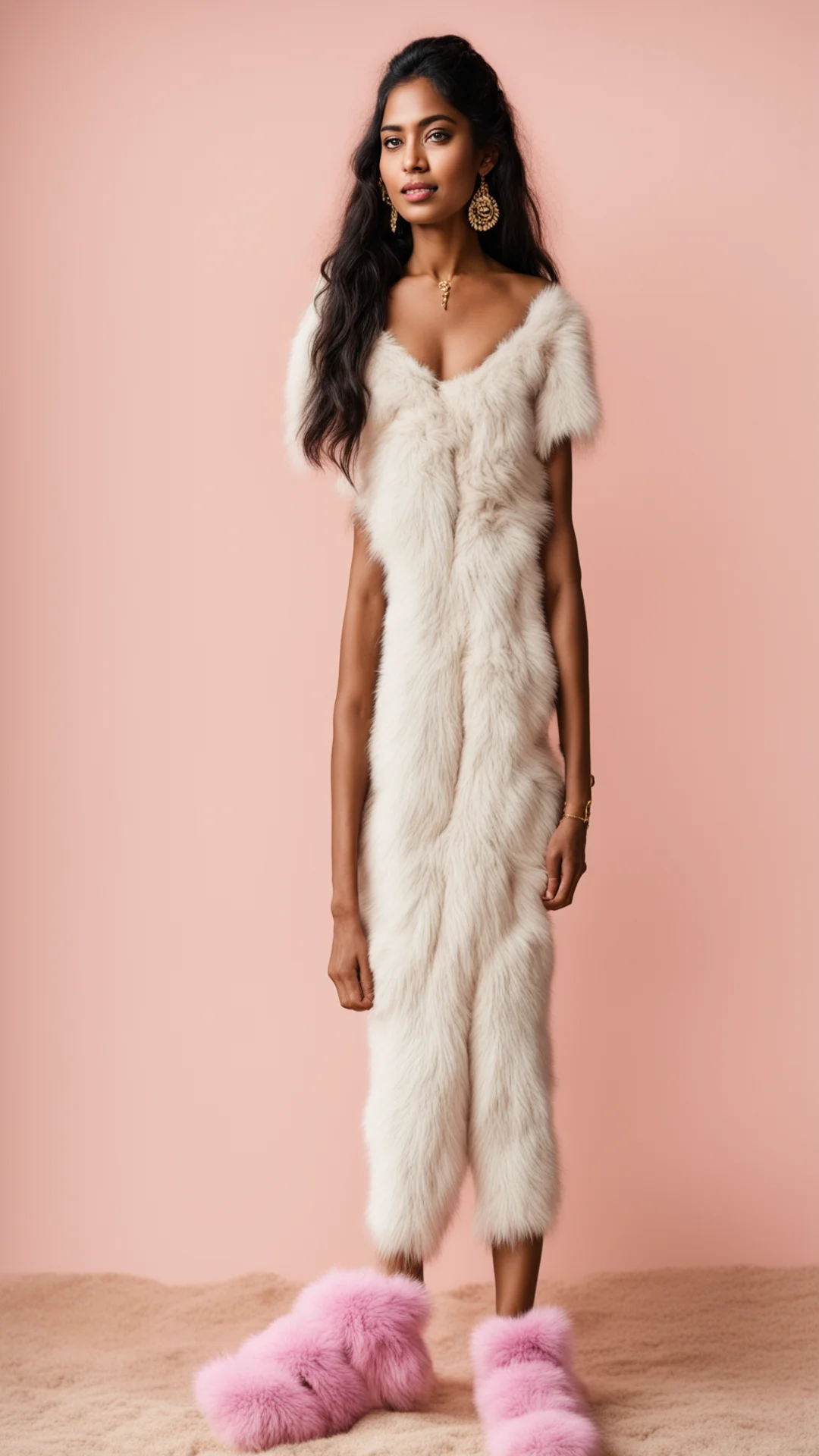 aiamazing indian woman wearing fuzzy slippers awesome portrait 2 tall