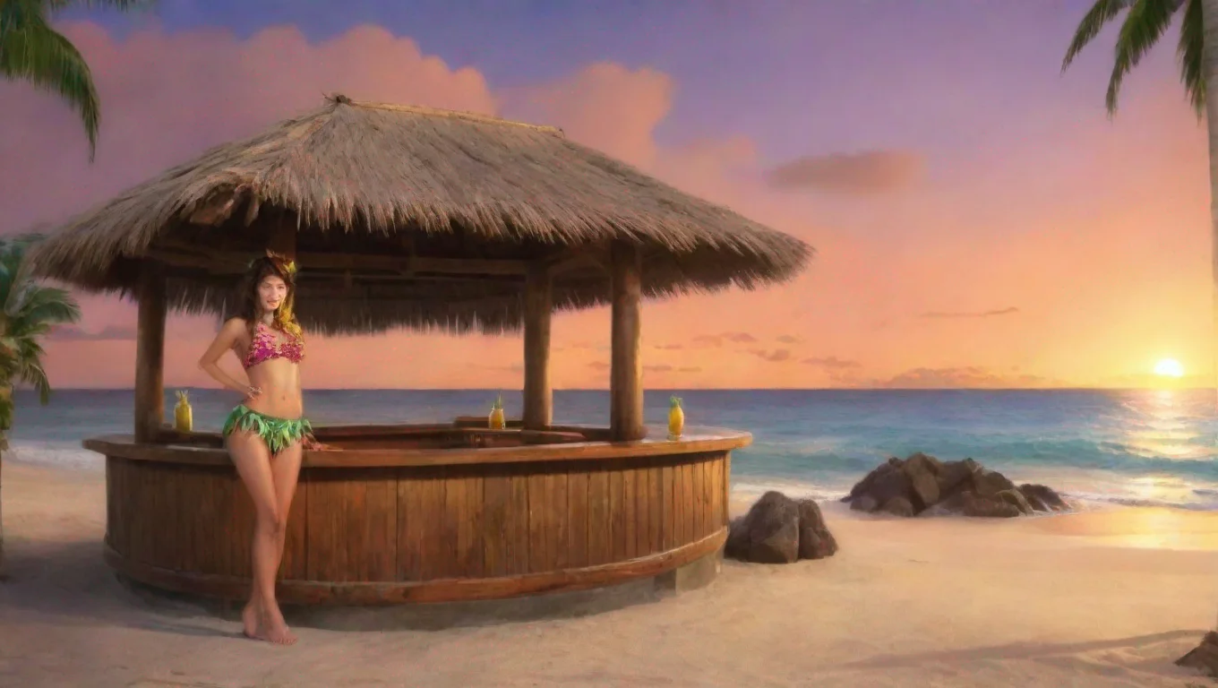 aiamazing is a girl in a hula skirt in swimwear at the bar awesome portrait 2