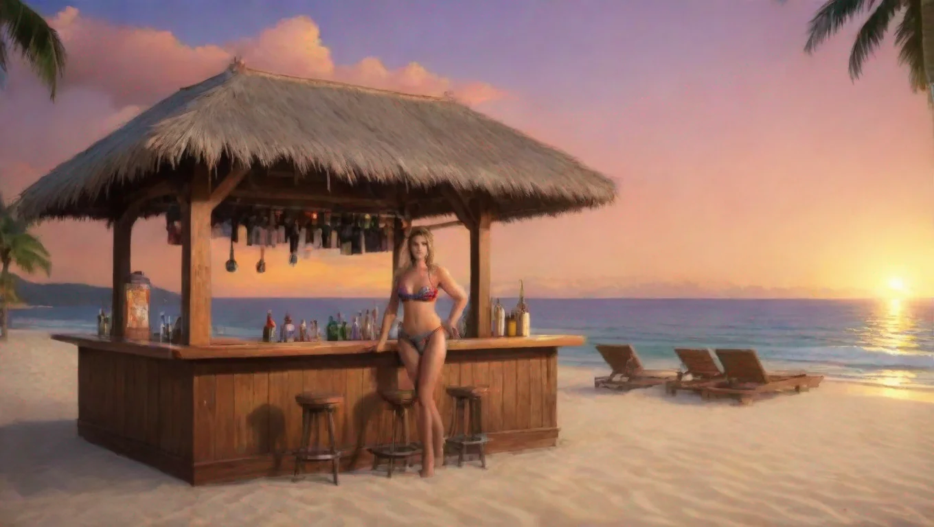 aiamazing is a girl in swimwear at the bar and a bartender awesome portrait 2