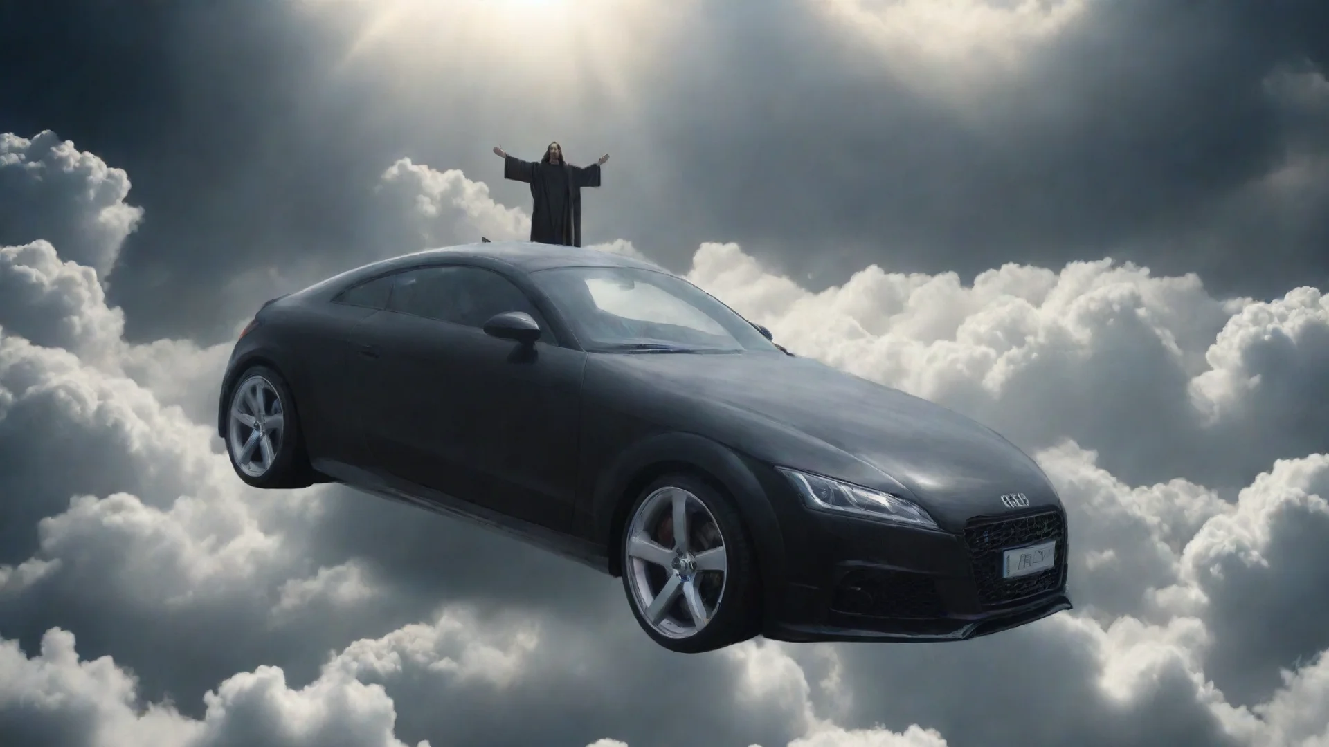 aiamazing jesus christ floating above black audi tt in heaven awesome portrait 2 hdwidescreen