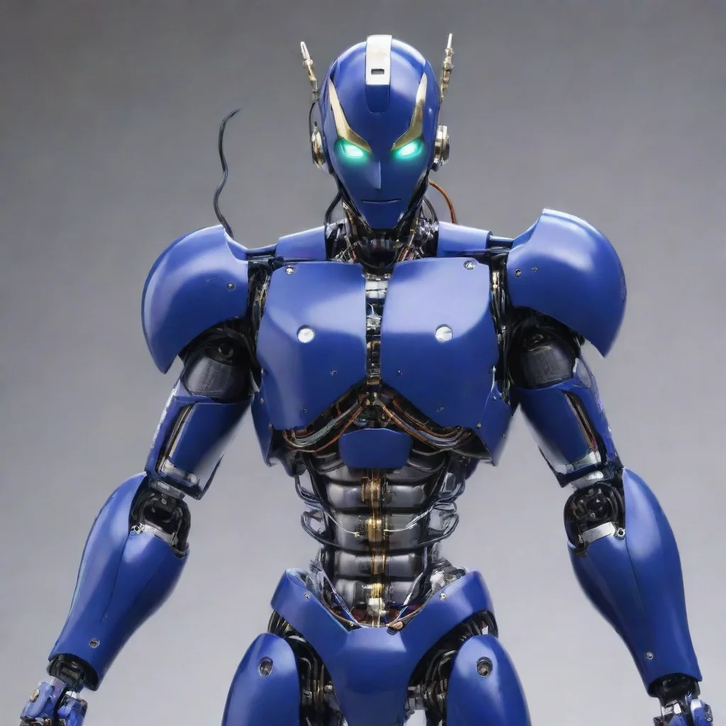 aiamazing jojo bizarre adventure humanoid robot with dark blue metal and electric cables attached to him awesome portrait 2