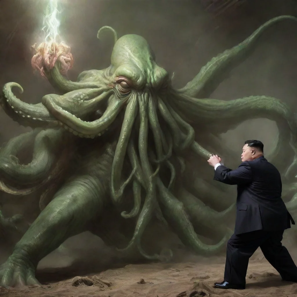 amazing king jong un fighting cthulu awesome portrait 2
