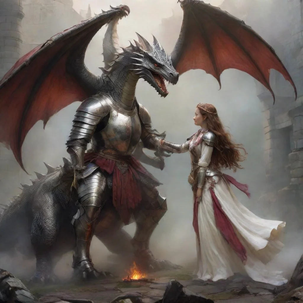 amazing knight in armor saving a princess from a dragon awesome portrait 2