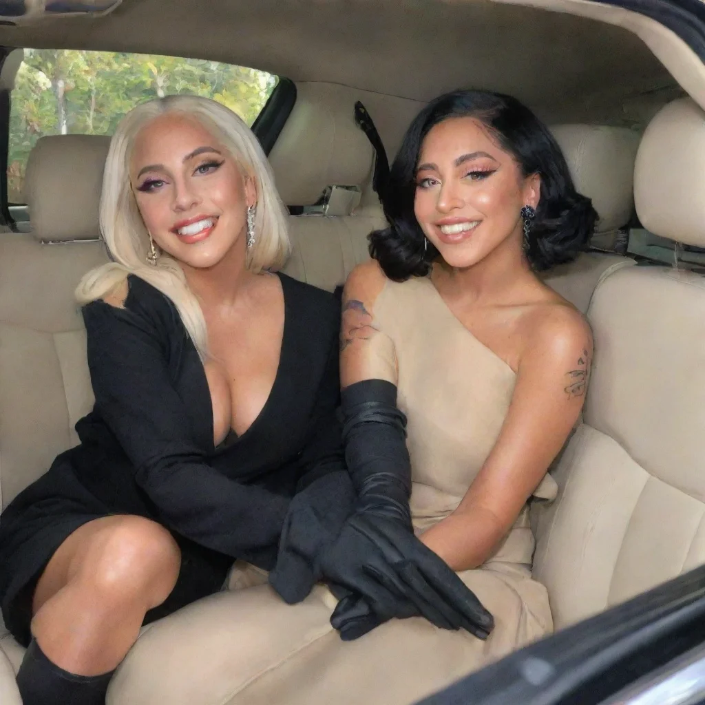 aiamazing lady gaga  and doja car  smiling with black gloves and gun  awesome portrait 2