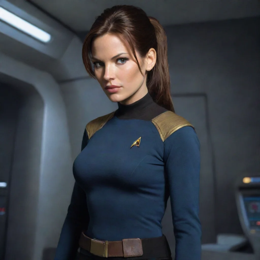 aiamazing lara croft as star trek tng officer awesome portrait 2