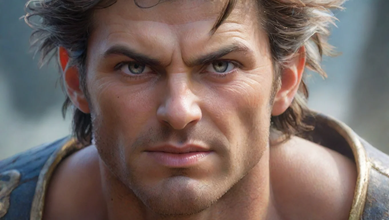 aiamazing life force champion heroic character energetic wonderful fantasy character humble kind close up face eyes clear wow masculine man awesome portrait 2 widescreen