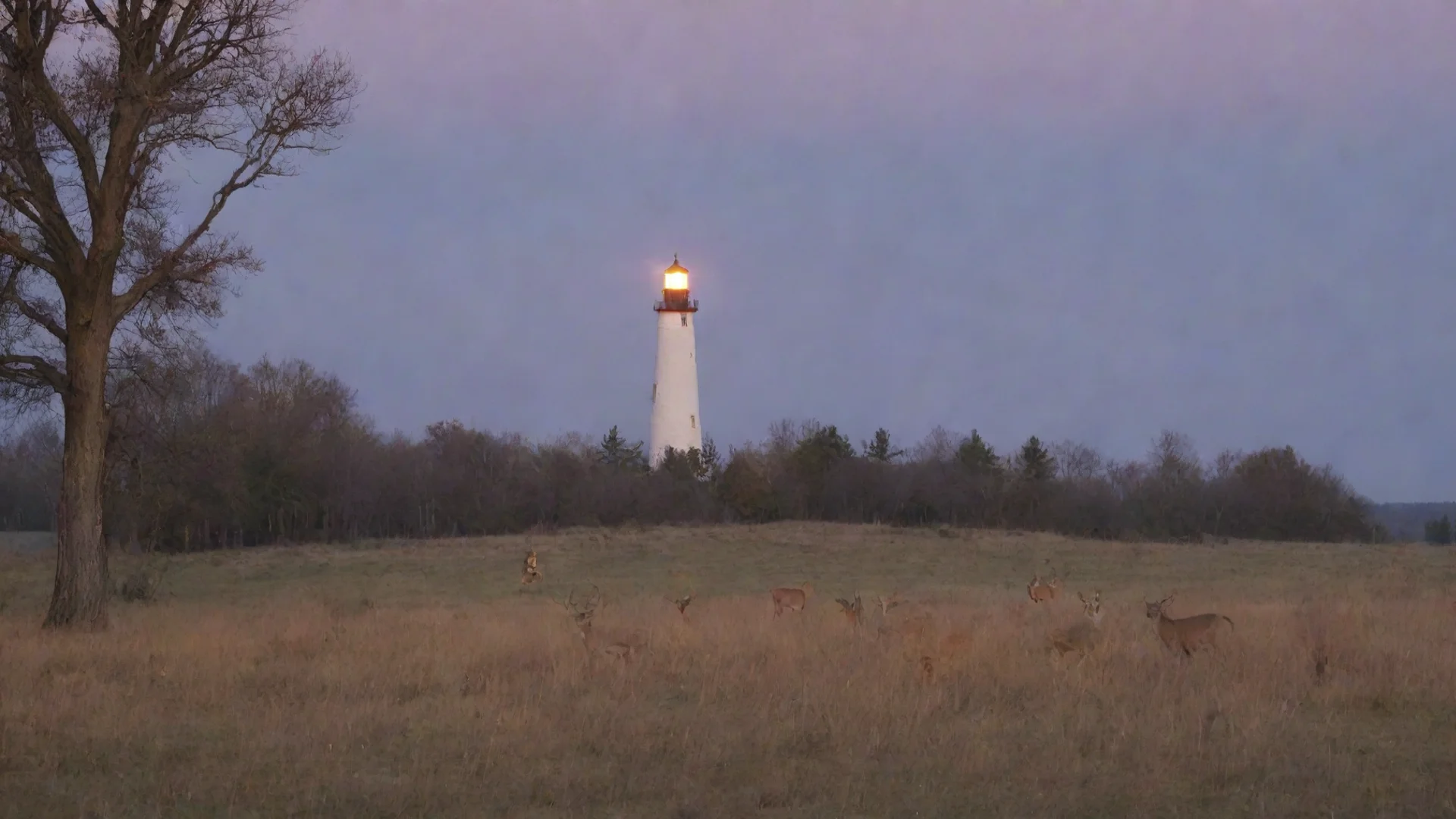 aiamazing lighthous and deers awesome portrait 2 wide