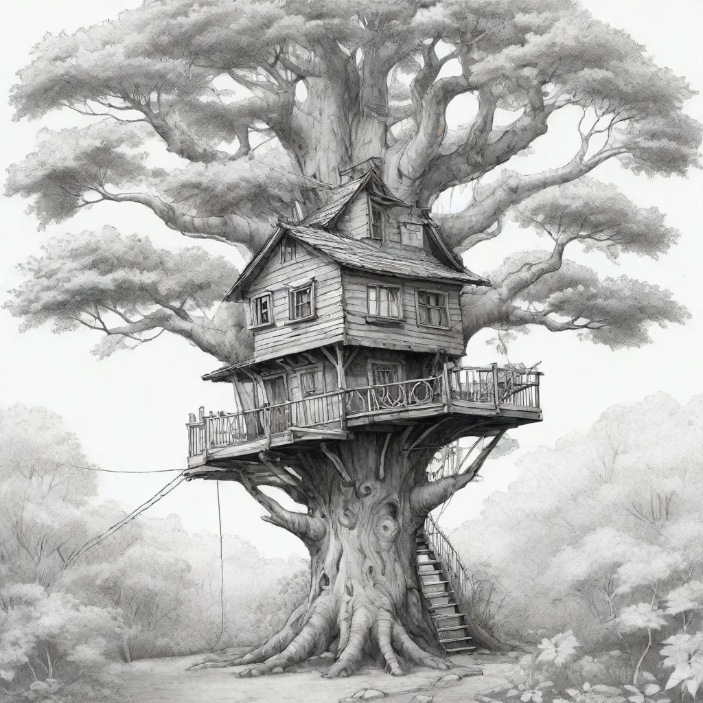 amazing line art tree house awesome portrait 2