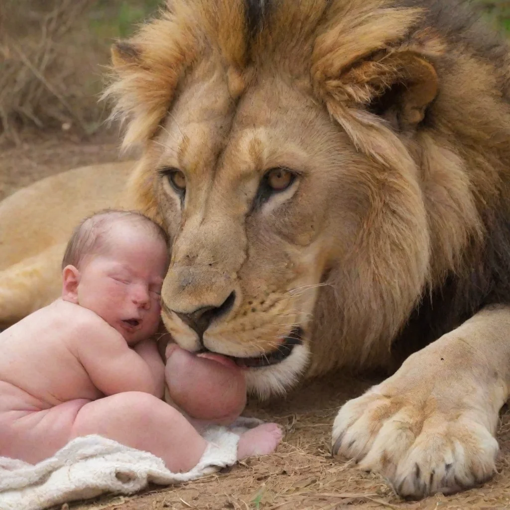 amazing lion attacks newborn baby awesome portrait 2