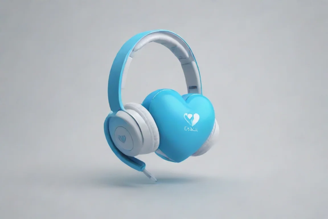 amazing logo heart headset for dr alaa with baby blue color awesome portrait 2 landscape