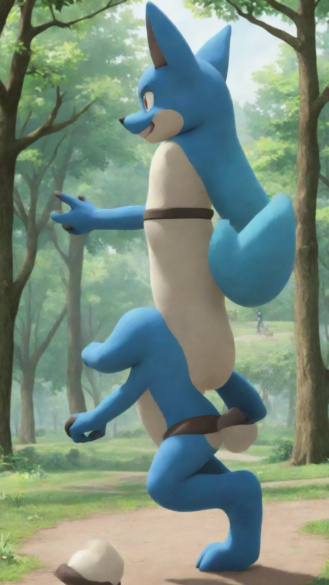 amazing lucario is walking in the park awesome portrait 2 tall