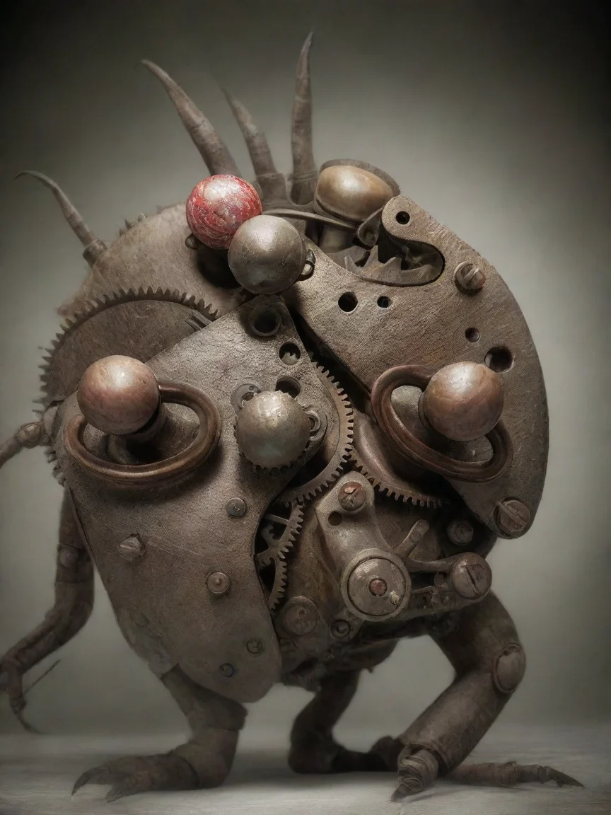 aiamazing make a monster using this image. is a mechanical monster with long arms an claws and mechanical bulky legs. awesome portrait 2