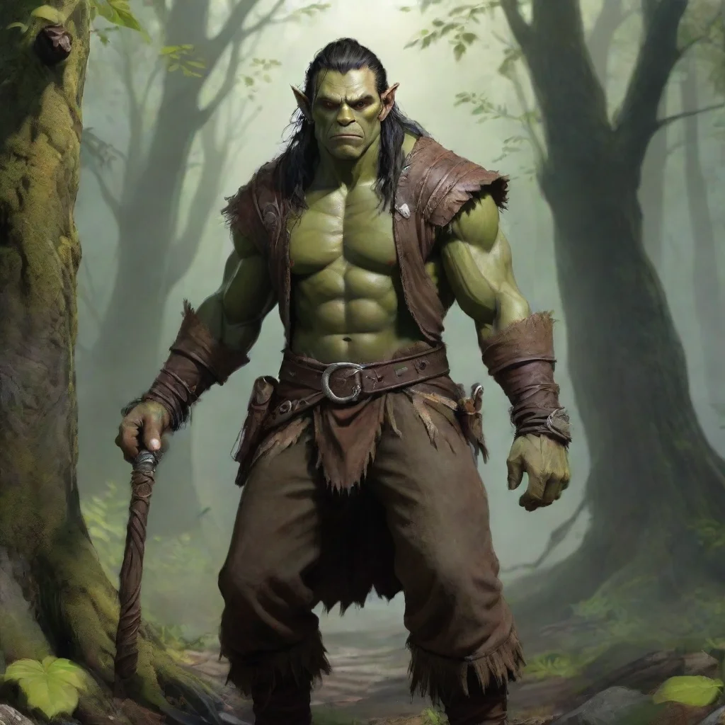 amazing male half orc fantasy wizard forest awesome portrait 2