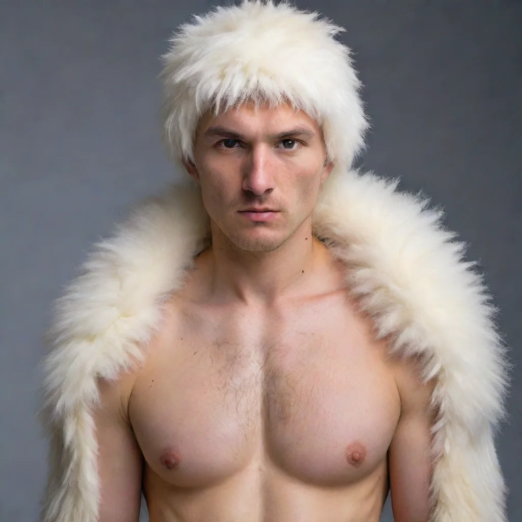 aiamazing male human midtransformation covered in polarbear fur awesome portrait 2