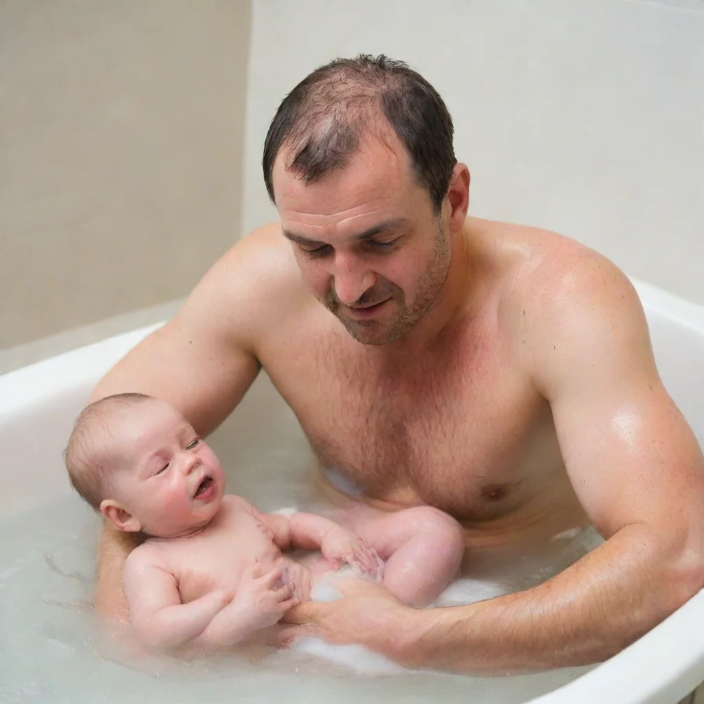 aiamazing man bathing with a newborn baby awesome portrait 2