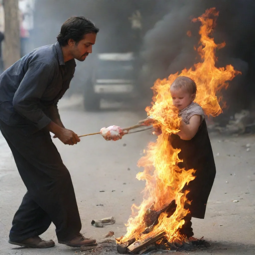 aiamazing man burning a baby awesome portrait 2