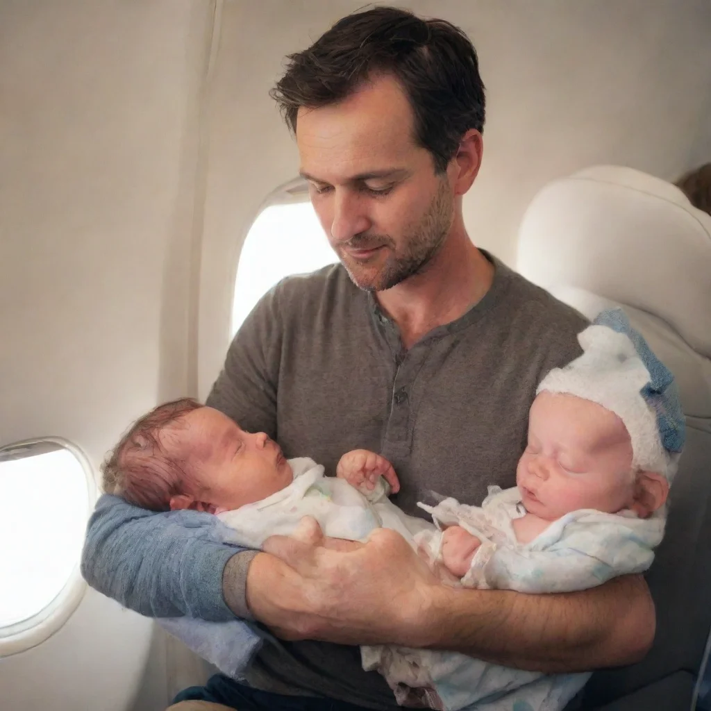 aiamazing man changing a newborn baby on a plane awesome portrait 2