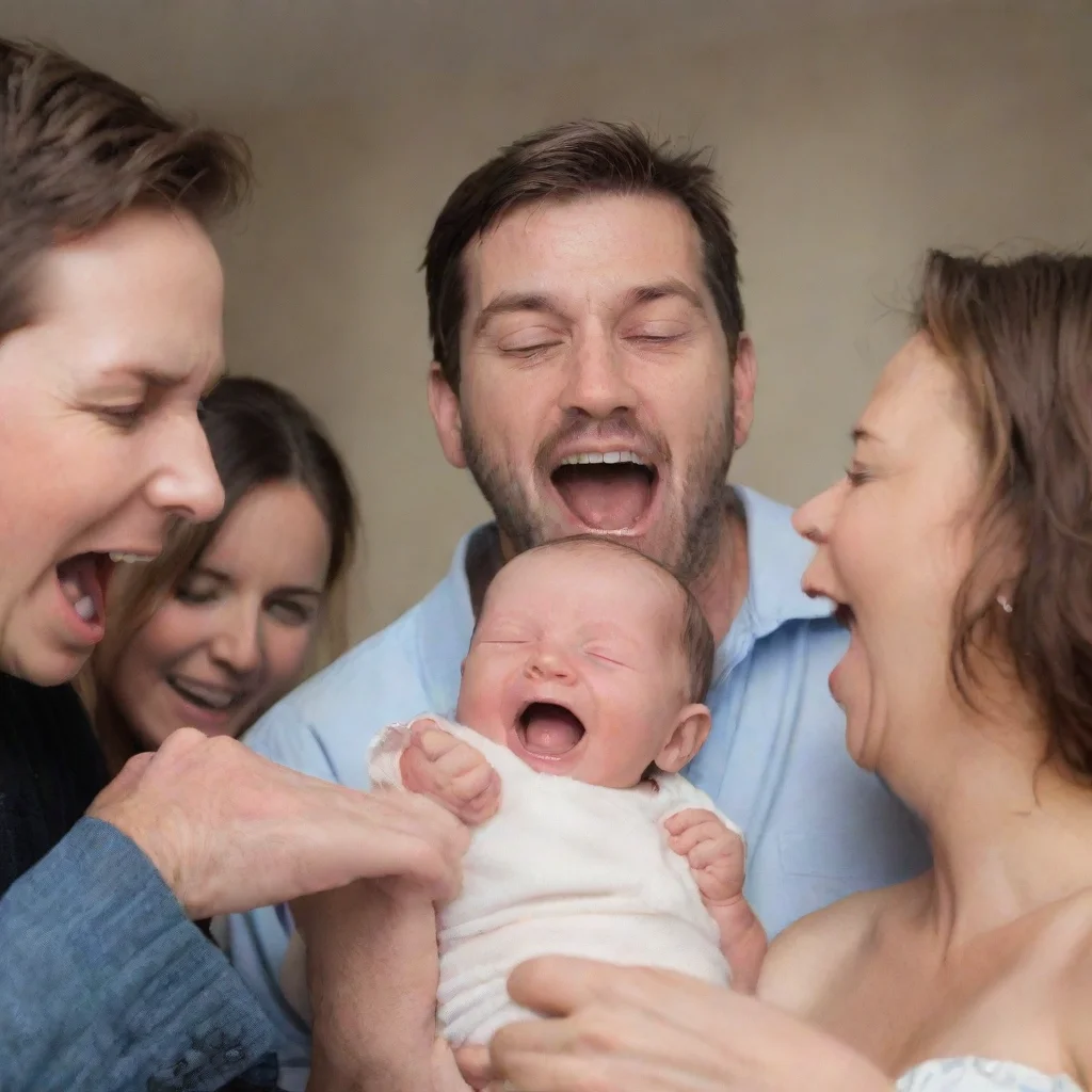 aiamazing man choking a newborn baby while other people laugh awesome portrait 2