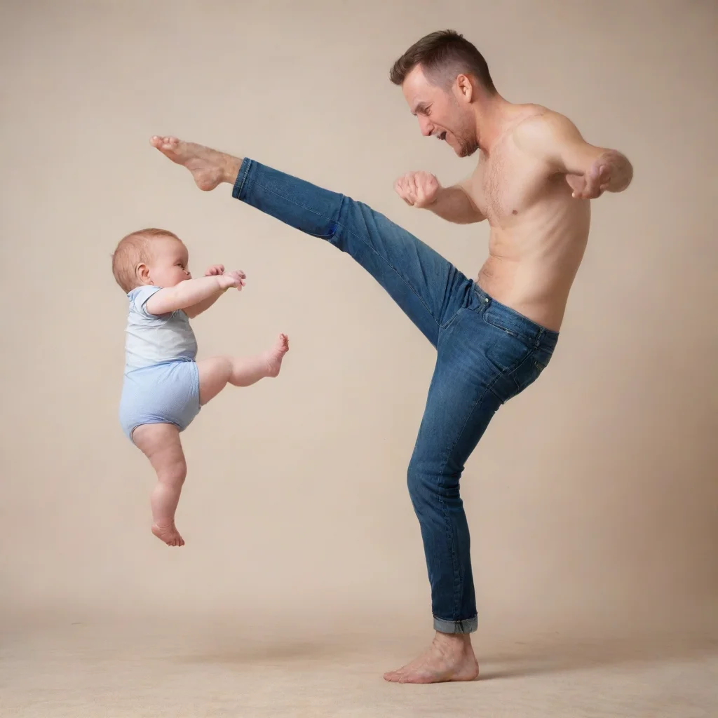 aiamazing man kicking a baby  awesome portrait 2