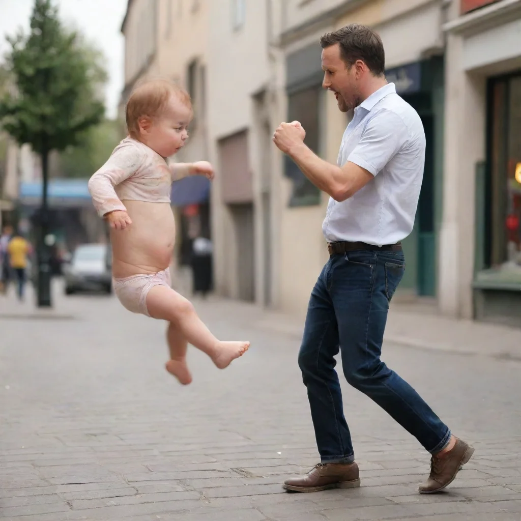 aiamazing man kicking a baby awesome portrait 2