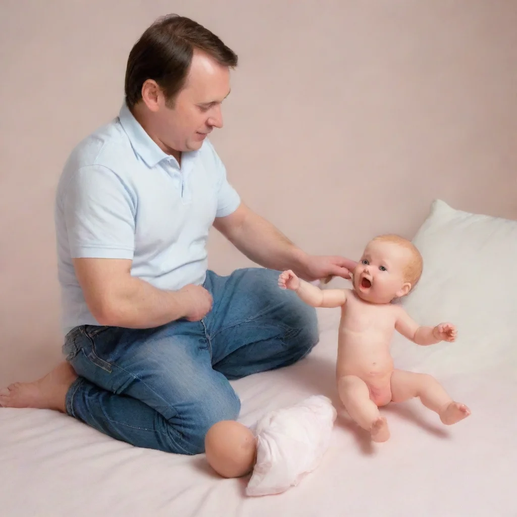 amazing man kicking a newborn baby doll awesome portrait 2