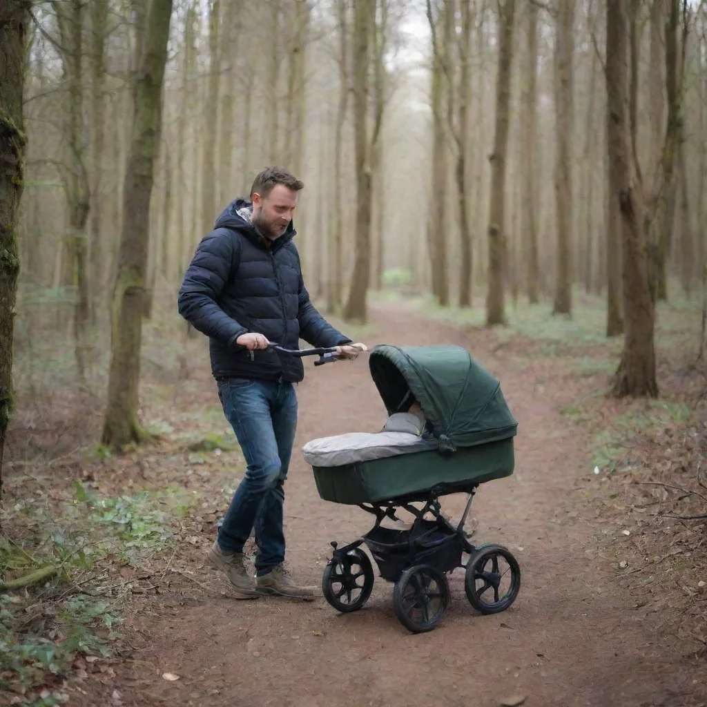 aiamazing man leaving a newborn baby in a pram in the woods awesome portrait 2