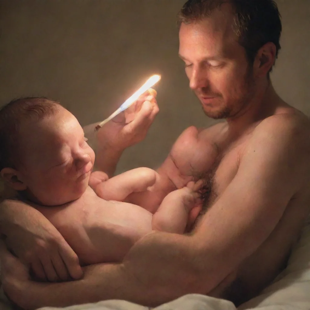 amazing man lighting matches on a newborn baby awesome portrait 2